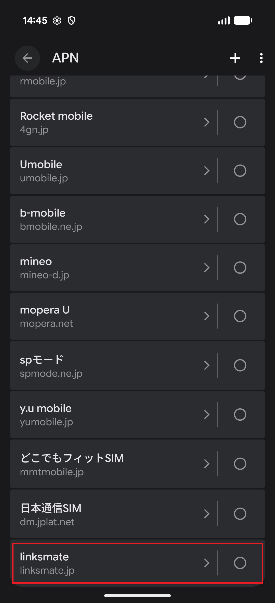 STEP19の設定画面